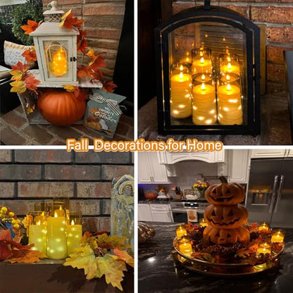 Amber Flickering Flameless Candles with Remote Timer, 6 pcs LED Battery Operated Candles with String Lights, Same Size D3 H6 - color: Amber