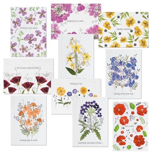 Current Thinking of You Cards | Pressed Flowers, 20 Count, 10 Designs, 5" x 7" Folded, Envelopes Included, Value Pack - style: Pressed Flowers