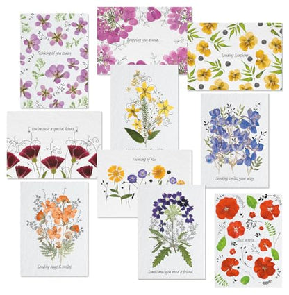 Current Thinking of You Cards | Pressed Flowers, 20 Count, 10 Designs, 5" x 7" Folded, Envelopes Included, Value Pack - style: Pressed Flowers
