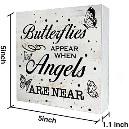 Rustic Religious Sympathy Decor Butterflies Appear When Angels Are Near - color: Angels