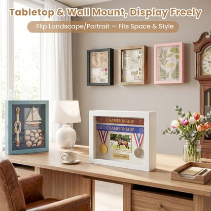 Love-KANKEI Deep Shadow Box 8x10,Solid Wood Frame,Memory Box,Rustic White - color: White, size: 8 x 10