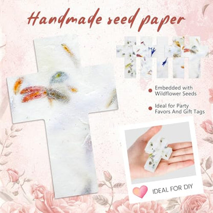 Dunzoom 100 Pcs Handmade Wildflower Seed Paper Tags,Cross Shape - style: Cross Shape
