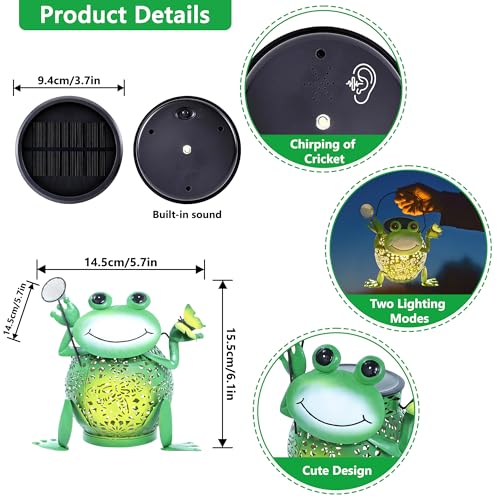 Solar Lantern Outdoor Lights, Cute Metal Solar Frog Lamp with Sound - size: Frog