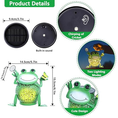 Solar Lantern Outdoor Lights, Cute Metal Solar Frog Lamp with Sound - size: Frog