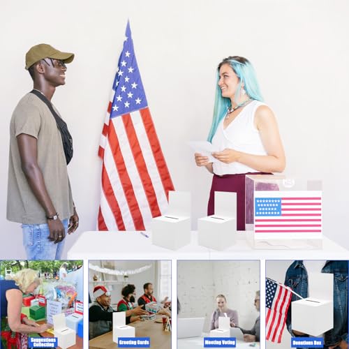 Ysglory 12 Pack Raffle Ticket Box Cardboard Suggestion Box with Slot Donation Ballot Boxes for Fundraising Collecting Business Card Voting Contest with Removable Title Board, 6 x 6 x 6 Inches - color: White - 12 Pack - 6 x 6 x 6 Inches