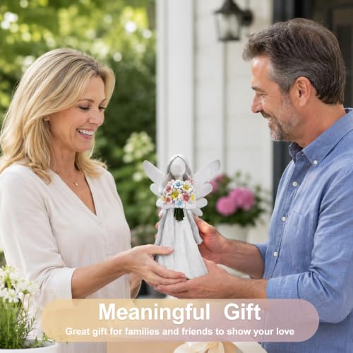 Goodeco Solar Angel Statue with Bouquet LED Light Garden Decor - color: White Angel