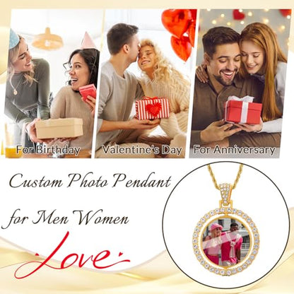 HJX Custom Circle Chain with Wings, Memorial Picture Necklace for Men Womem - color: 6-30 round