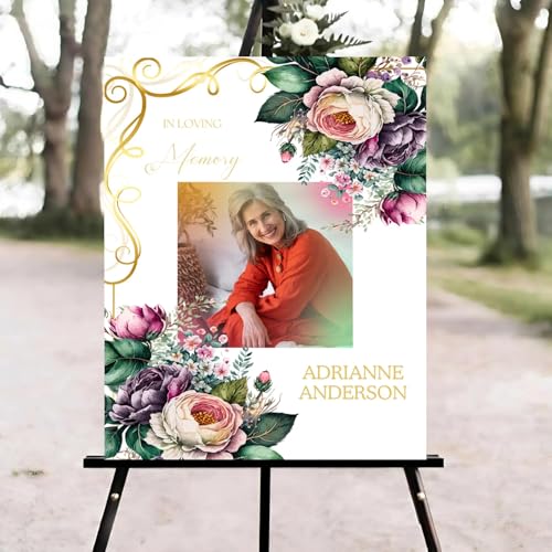 Floral Funeral Welcome Sign, Celebration of Life Welcome Sign, in Loving Memory Sign, Celebration of Life Funeral Sign, Celebration of Life Sign, Memorial Sign with Photo#ghg1 - color: Version #1