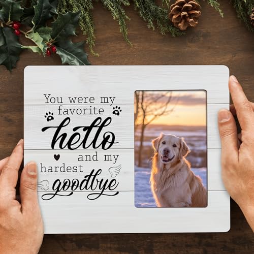 Pet Memorial Gifts for Dogs Remembrance Picture Frame, Loss of Dog Sympathy Gift, My Hardest Goodbye Frames Fits 4x6 Photo - color: Green
