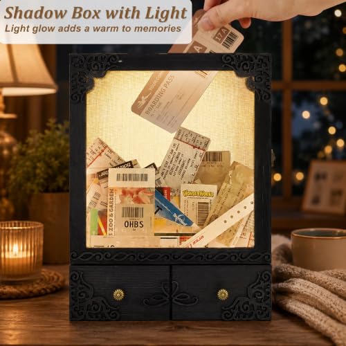 11x16 Pet Memorial Shadow Box Frame with Shelves, Black - color: Classic Black