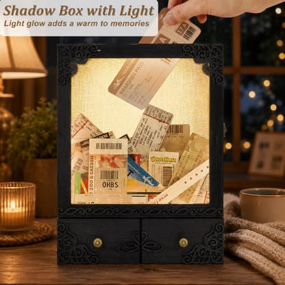 11x16 Pet Memorial Shadow Box Frame with Shelves, Black - color: Classic Black