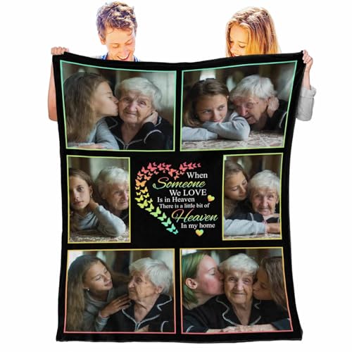 Personalized Memorial Throw Blanket with Custom Photos,Personalized Fleece Throw Pictures Blanket for Family Friends Pets Custom Blankets Collages, Multi Sizes - color: Color 22