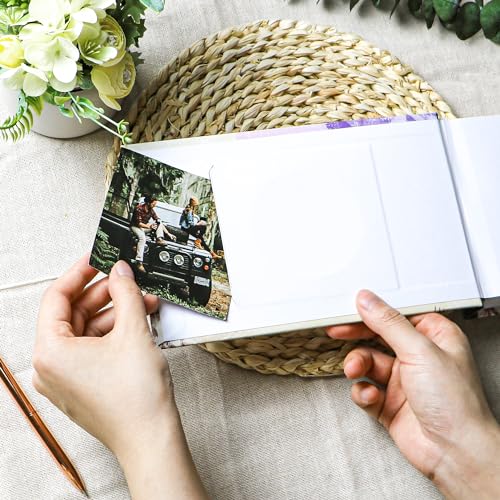 Holoary Photo Album 4x6, Picture Album Holds 50 Horizontal Photos, Memo Writing Area for Each Pocket, Printing Cover Small Photo Book with Front Window, Small Photo Album for Travel Vacation Adventure - size: 50 Pockets