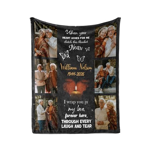 Vsmoedb Custom Memorial Blanket with Pictures for Loss of Loved One - color: Select17