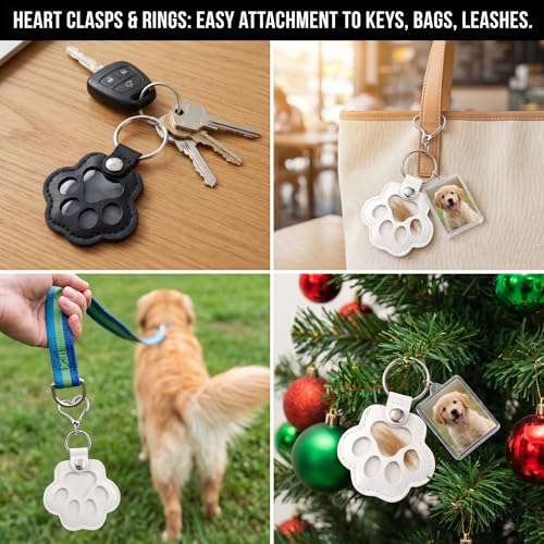 Leather Pet Fur Keepsake Keychain Gift, 2 Pcs - color: Yellow & Red