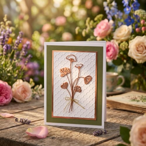 Cuddles&Hugs Handmade Botanical Flower Card – Copper Bouquet | Birthday, Thank You, Anniversary, Wedding, Mother’s Day, Sympathy, Graduation, Retirement, Congratulations, Thinking of You - For Her