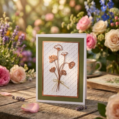 Cuddles&Hugs Handmade Botanical Flower Card – Copper Bouquet | Birthday, Thank You, Anniversary, Wedding, Mother’s Day, Sympathy, Graduation, Retirement, Congratulations, Thinking of You - For Her