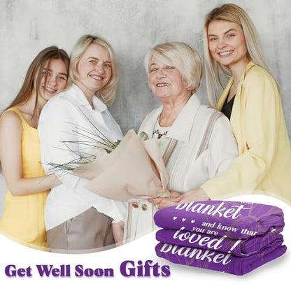 Get Well Soon Gifts, Inspirational Gifts for Her Him, Cancer Care Gifts for Women or Men, Encouragement Healing/After Surgery/Thinking of You Gifts, Hug Blanket 60"x50"(Purple)… - color: Purple