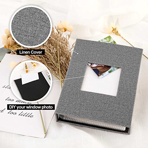 Ywlake Photo Album 4x6 50 Pockets 2 Packs, Small Mini Capacity Linen Photo Album Bulk Sets, Each Pack Holds 50 Top Loader Vertical Only Picture for Kids Boy Girls Grey - color: Grey, size: 50 Pockets/2PK
