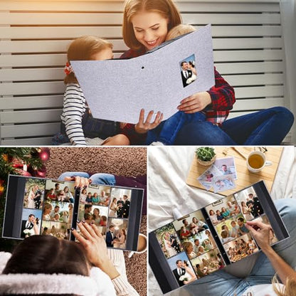 Ruibytree Extra Large Linen Photo Album 4x6 Pictures 1000 Pockets, Grey | Hardcover, Fits Horizontal & Vertical 4x6 Photos, Removable Acid-Free Pages, Front 4x6 Window, for Family, Wedding & Travel - color: Grey