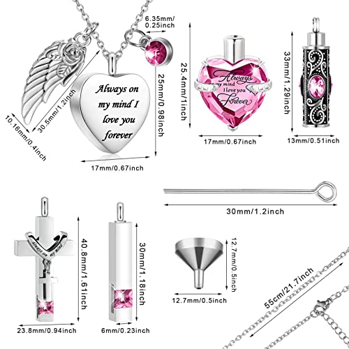 Fumete 5 Pcs Urn Necklaces for Ashes Cremation Keepsake - color: Pink