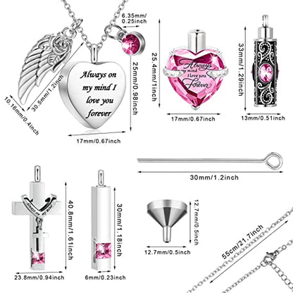 Fumete 5 Pcs Urn Necklaces for Ashes Cremation Keepsake - color: Pink