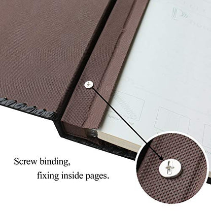 Photo Album Book, Family Album Self Adhesive Scrapbook, Leather Cover, Holds 3x5, 4x6, 5x7, 6x8, 8x10 Photos (Brown) - color: Brown, size: M