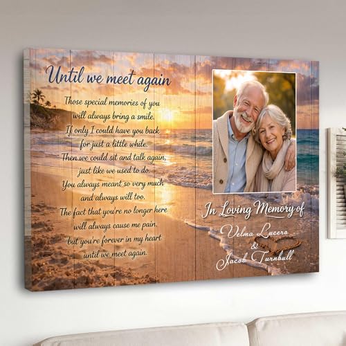 KOLSTRAW Personalized Memorial Canvas, Custom Remembrance Wall Art, In Loving Memory Gift, Sympathy Decor Print, Loss Keepsake, Forever In Heart Sign, Photo Canvas Tribute, Bereavement Gift 12x18#3 - color: Version-03