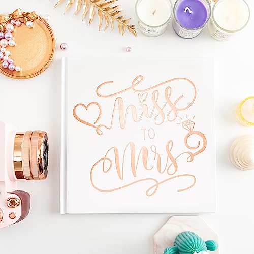Calculs Bridal Shower Guest Book Miss to Mrs Picture Book Polaroid Blank Pages for Instant Film Rose Gold Bachelorette Party Sign in Book 8.5” Square White Cover Rose Gold Foil Stamping - style: Garden