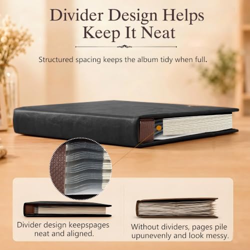 Zoview Self-Adhesive Photo Album, Dust-free, glue free and waterproof Scrapbook Album, Family album, Leather Cover, Hand Made DIY Albums Holds 3x5, 4x6, 5x7, 6x8,8x10 photos - color: Black, size: Large