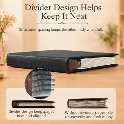 Zoview Self-Adhesive Photo Album, Dust-free, glue free and waterproof Scrapbook Album, Family album, Leather Cover, Hand Made DIY Albums Holds 3x5, 4x6, 5x7, 6x8,8x10 photos - color: Black, size: Large