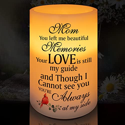 Flameless Memorial Candle, Real Wax LED Light with Timer Sympathy Gift Bereavement Gifts for Loss of Mother Memorial Gifts for Loss of Loved One Remembrance Gifts (6" x 4") - color: Mom