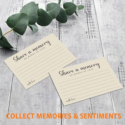 Share a Memory Cards for Celebration of Life, Graduation, Retirement, Birthdays, Guest Book Ideas, Funeral Sign In Book For Memorial Service, 4x6 Inches Set of 50 Pcs(Vanilla Cream) -A08