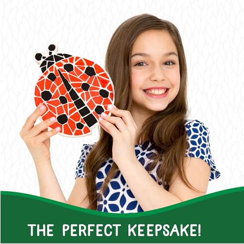 Creative Roots Mosaic Ladybug Stone, Includes 7-Inch Ceramic Stepping Stone & 6 Vibrant Paints, DIY Garden Stepping Stone Kit for Kids Ages 6+ - style: Ladybug