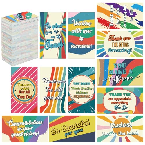 Yeaqee Employee Appreciation Cards Kudos Notes Motivational Blank,Rainbow - style: Rainbow