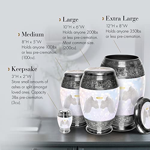 Guardian Angel Wings Keepsake Urns for Human Ashes with Velvet Gift Box for Cremation Keepsakes for Ashes - Small Cremation Urn and Small Keepsake Urn Set of 4 - color: Guardian Angel