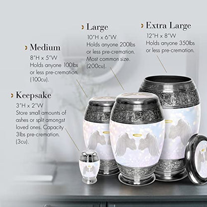 Guardian Angel Wings Keepsake Urns for Human Ashes with Velvet Gift Box for Cremation Keepsakes for Ashes - Small Cremation Urn and Small Keepsake Urn Set of 4 - color: Guardian Angel