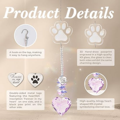 Pet Memorial Suncatcher, Dog Memorial Gifts, Pet Loss, Pet Sympathy, Thoughtful Dogs and Cats Remembrance, Bereavement Gifts - Pink - color: Pink