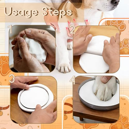 KEEPFINE Pet Paw Print Impression Kit for Dogs Cats with Trinkets, DIY Clay Keepsake, Personalized Gifts for Pet Lovers
