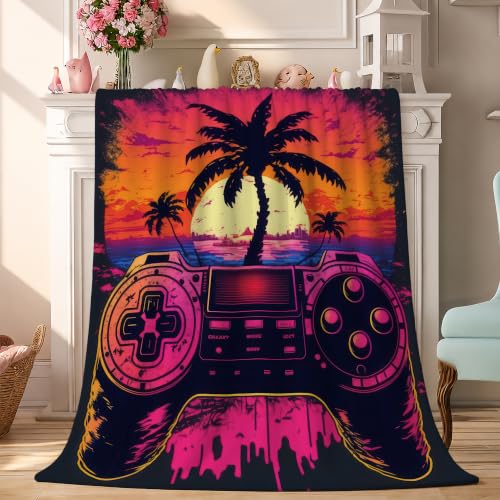 Gaming Fleece Throw Blanket, Purple Game Flannel Blankets for Couch 50"×60" - color: Gaming