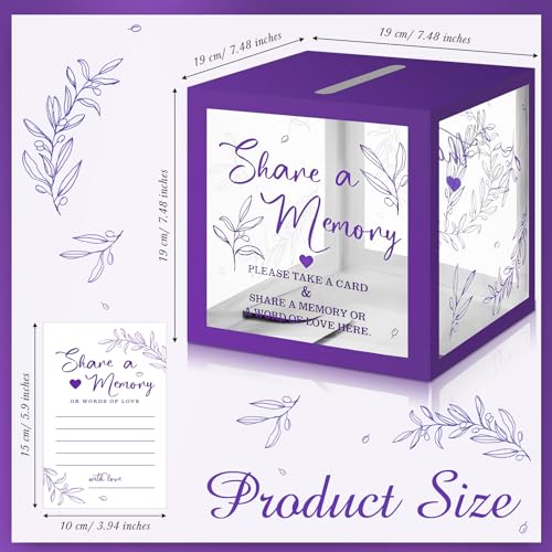 Pajean 50 Pcs Greenery Share a Memory Card, Celebration of Life Cards Box - color: Purple