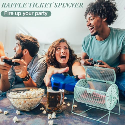 Teenyyou Raffle Drum, Holds 600 Tickets, Small, Integrated Rotary, Green | Metal Ticket Wheel Spinner with Stand, Raffle Ticket Cage for Games Events, Home Parties, School Rewards, 7.09 x 4.72 Inch - color: Green, size: 7.09" X 4.72", Small, style: Integr