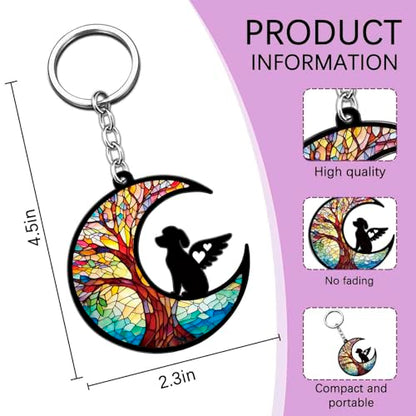 Dog Memorial Keychain Dog Loss Sympathy Gift for Women Men | Suncatcher Keychain Dog Passing Away Gifts for Pet Mom Dad Memorial Keychain Rainbow Bridge Dog Loss Gift