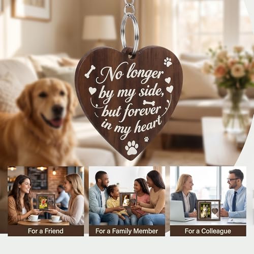 Dog Memorial Gifts for Loss of Dog - Brown 4x6 Rotating Wooden Picture Frame - Pet Memorial Gifts - Loss of Cat Sympathy Bereavement Remembrance Gift - color: Brown
