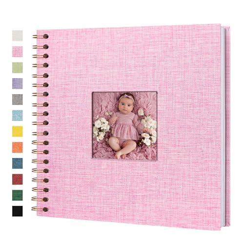 Scrapbook Photo Album, Linen Covered, 10x10 Inches, 20 Sheets/40 Pages | Hardcover Kraft White Pages, Wedding Guest Book, Travel Memory Book, Christmas, Baby Shower Keepsake, Family Album - color: Pink, size: 10x10 Inch 40 Pages