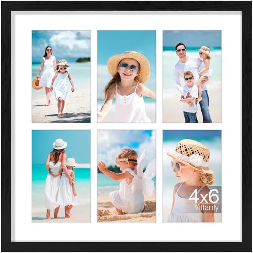 Vittanly 14x14 Collage Picture Frame, Displays 6Pcs 4x6 Pictures, Black - color: Black, size: 14x14