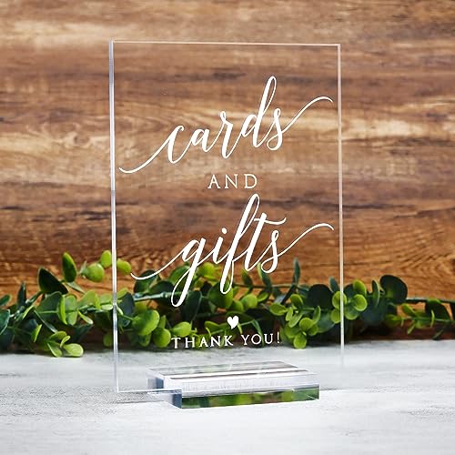 Acrylic Cards and Gifts Sign with Stands, 5"x7" Clear Acrylic Wedding Sign and Clear Stand, Wedding TableTop Sign for Wedding Reception Event Party (Cards and Gifts) - size: 5" x 7" Cards and Gifts Sign