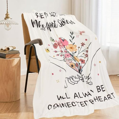 Sister Gifts Blanket for Sisters, Birthday Gifts for Sister Adult, Sisters Blankets, Best Sis Ever Gift for Mothers Day, Birthday, Graduation, Christmas, Cozy Warm Throw Blanket 60" X 50" - color: Flowersisters