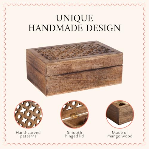 Mela Artisans Trellis Mango Wood Storage Box - Medium Burnt, 9x6 in - color: Medium Burnt, size: Large