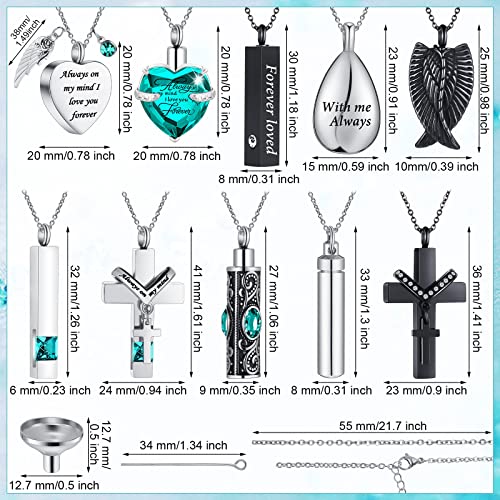 Jexine 10 Pcs Urn Necklace Cremation Jewelry for Men - color: Light Blue